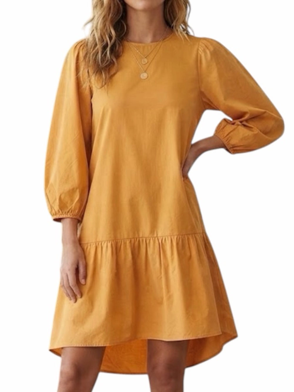 NWT FRILLY HEM Bohemian Resortwear Keyhole Tunic Mini Dress Orange Size 4 / UK 8